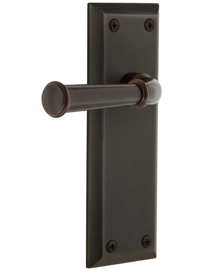 Grandeur Fifth-Avenue Door Set with Georgetown Levers in Timeless Bronze.
